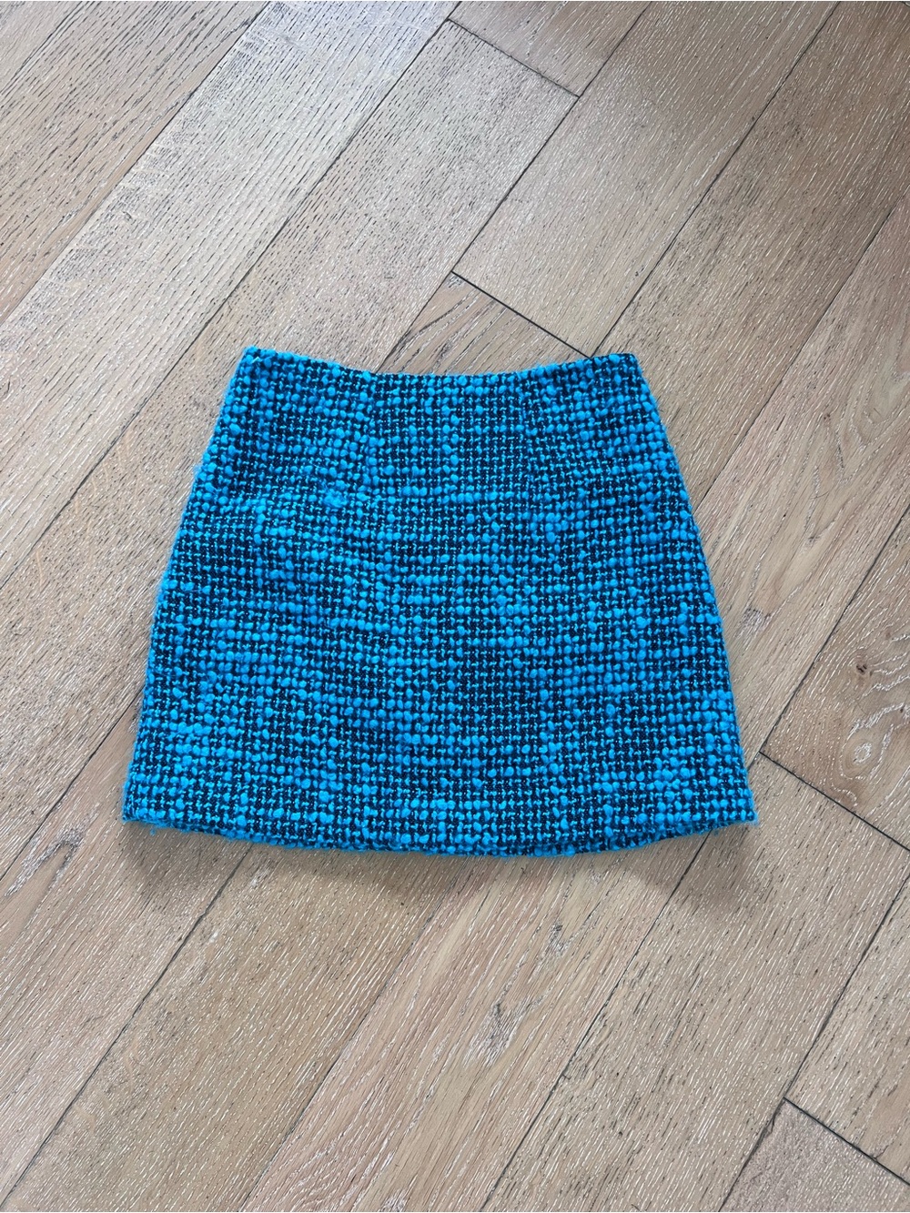 Alice + Olivia Turquoise and Black Tweed Mini Skirt
